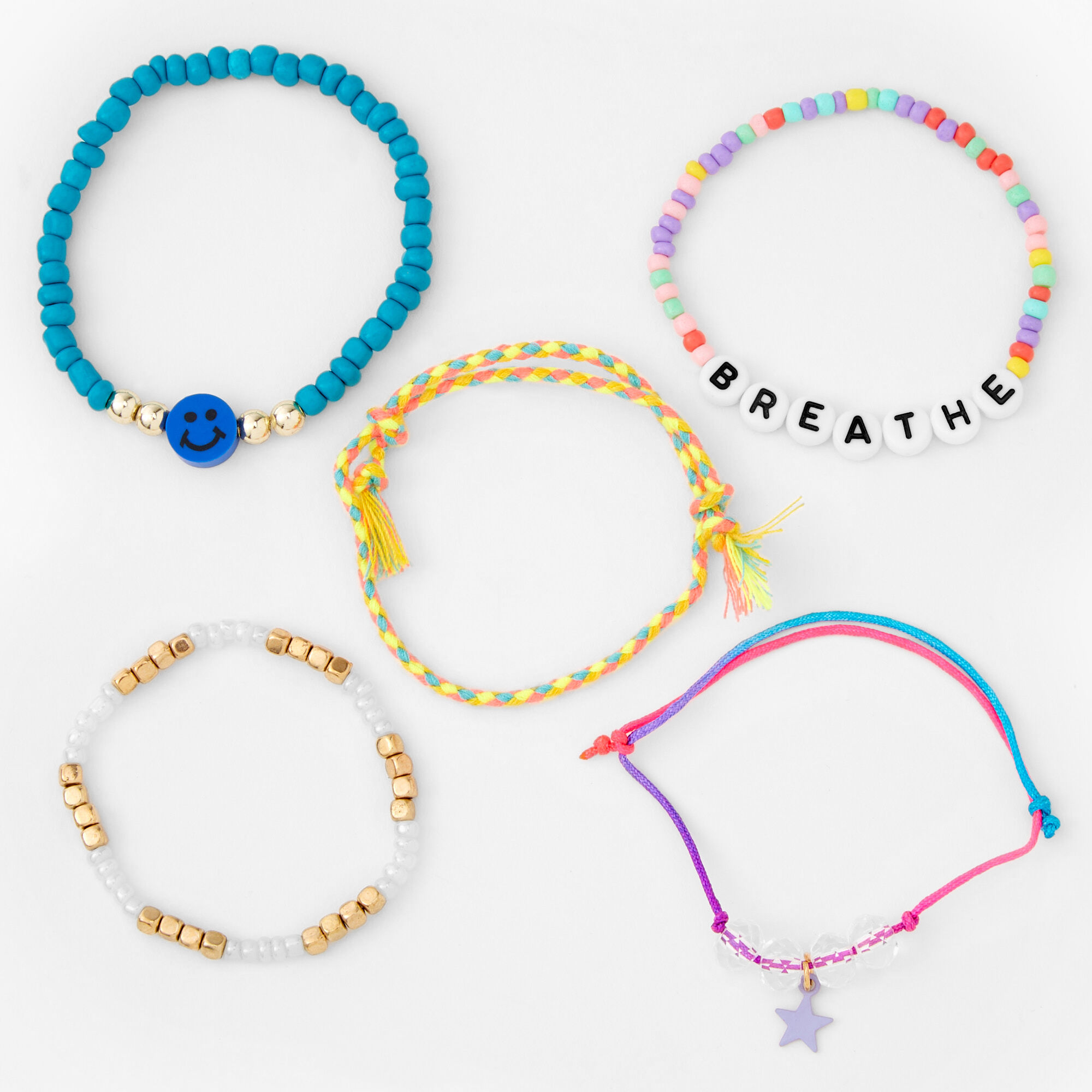 Rainbow Glitter Set Of 5 Glass Bead Charms European Bracelet Necklace Jewellery 